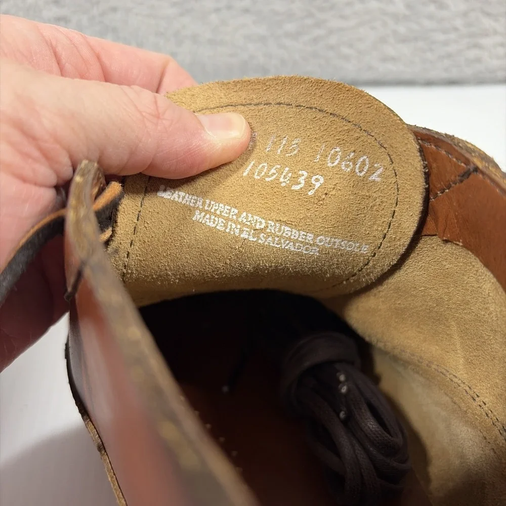Lucky Brand Brown Leather Moc Toe Boots Mens 9.5 Brown Heritage Americana Retro
